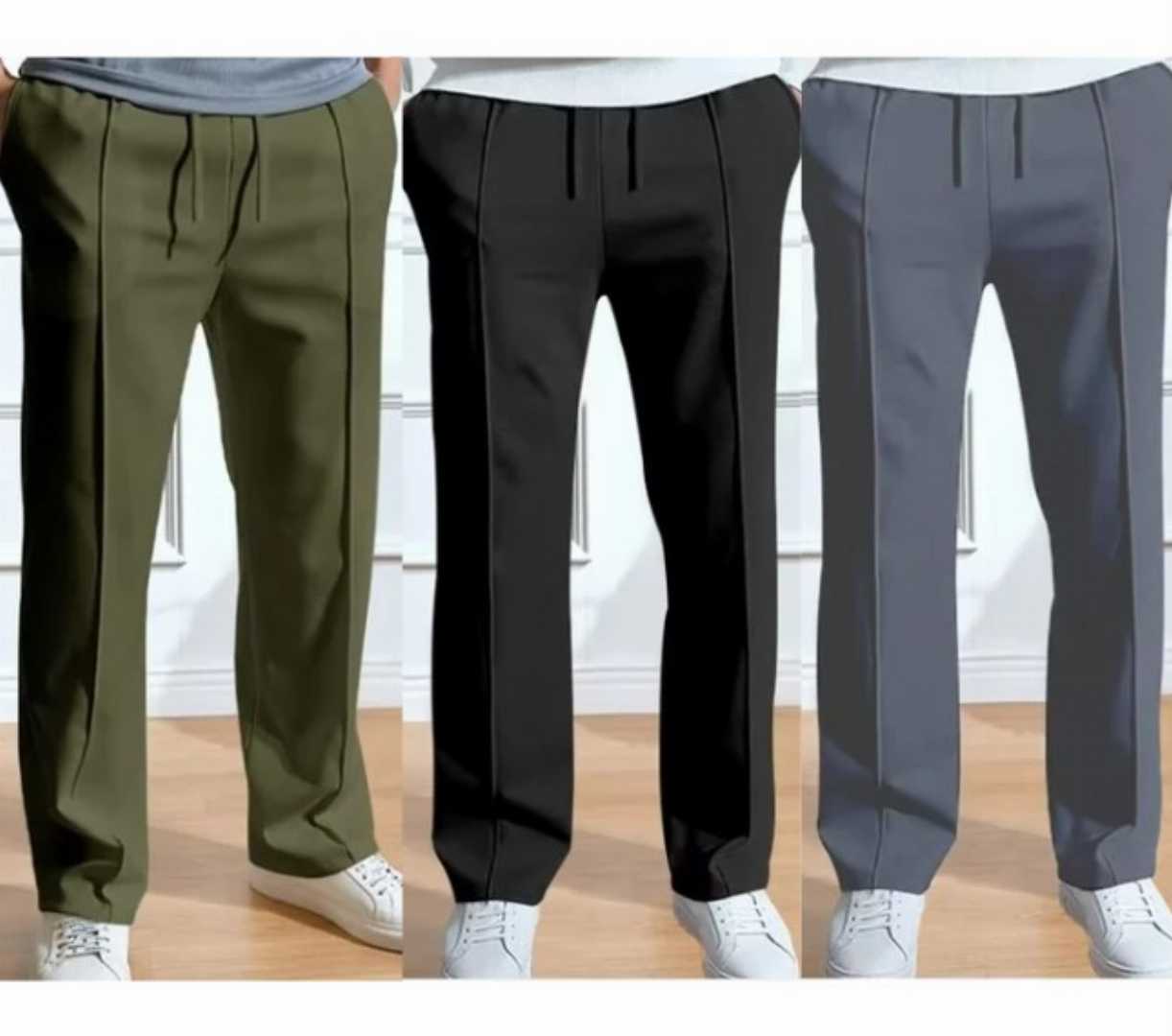 3,Pcs,Formal,Pant,Cutting,Trouser,For,Men,(,Olive,,Black,,Ash)