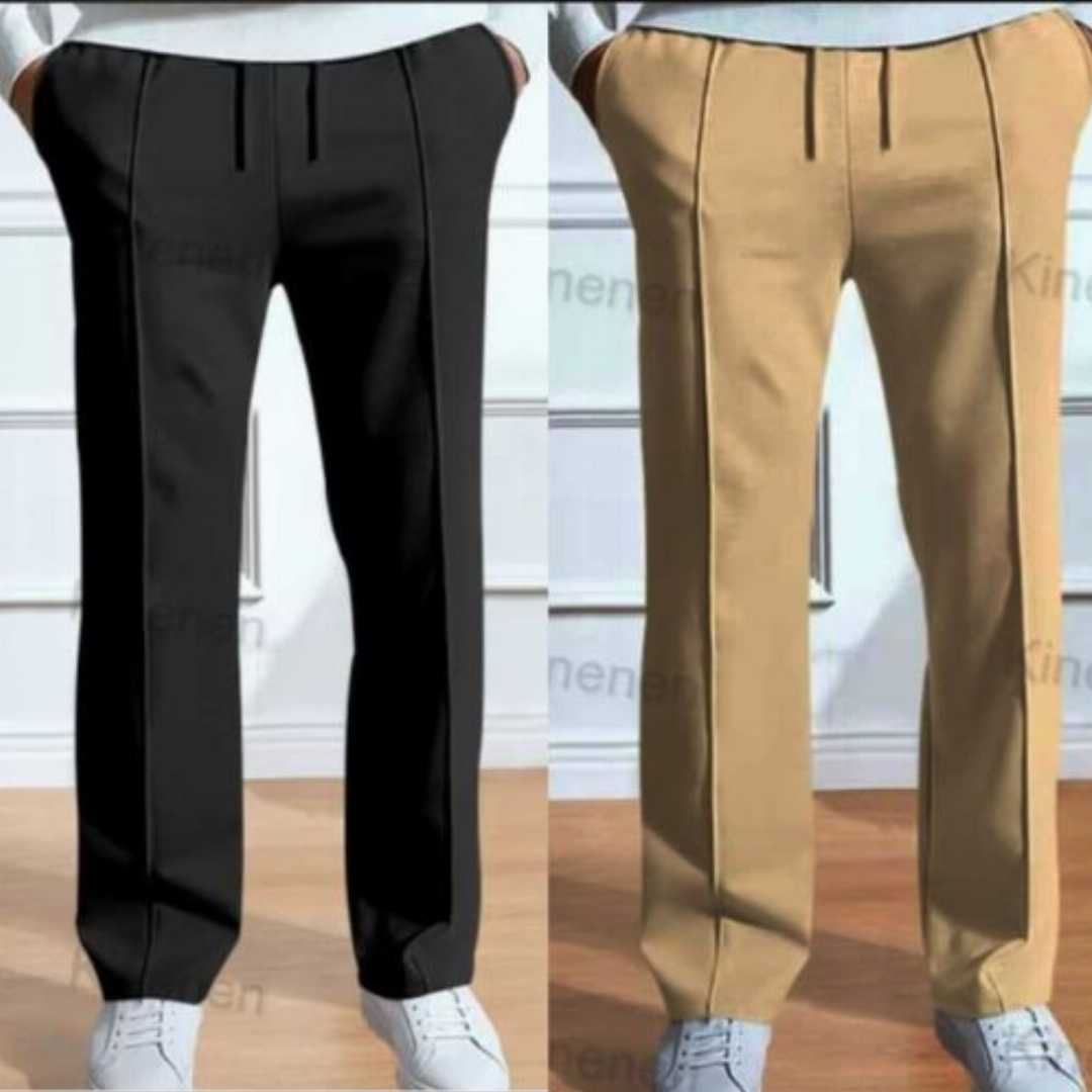 2,Pcs,Formal,Pant,Cutting,Trouser,For,Men,(,Navy,blue,&,Black)