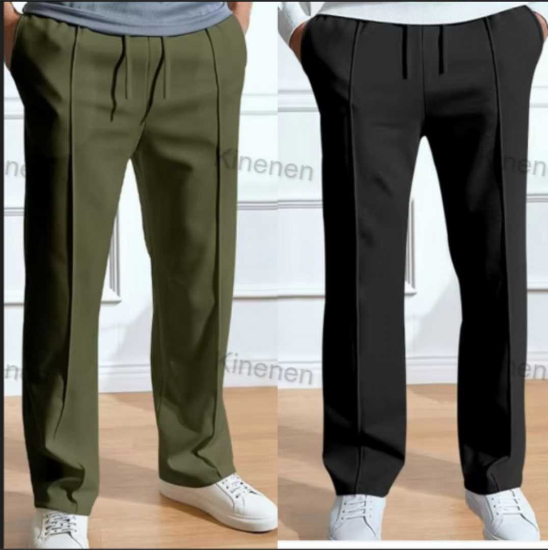 2,Pcs,Formal,Pant,Cutting,Trouser,For,Men,(Olive,,Black)
