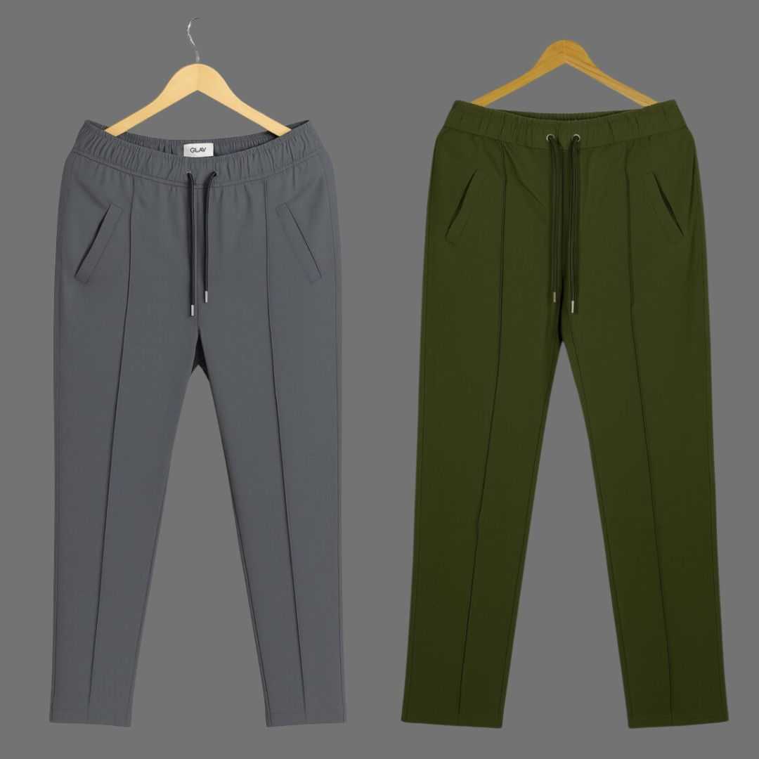 2,Pcs,Formal,Pant,Cutting,Trouser,For,Men,(,Ash,&,Olive)