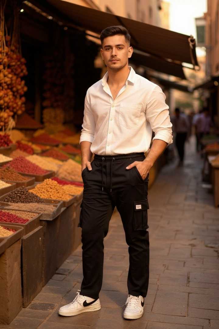 Premium,China,Baggy,Cargo,Trouser,(Black)